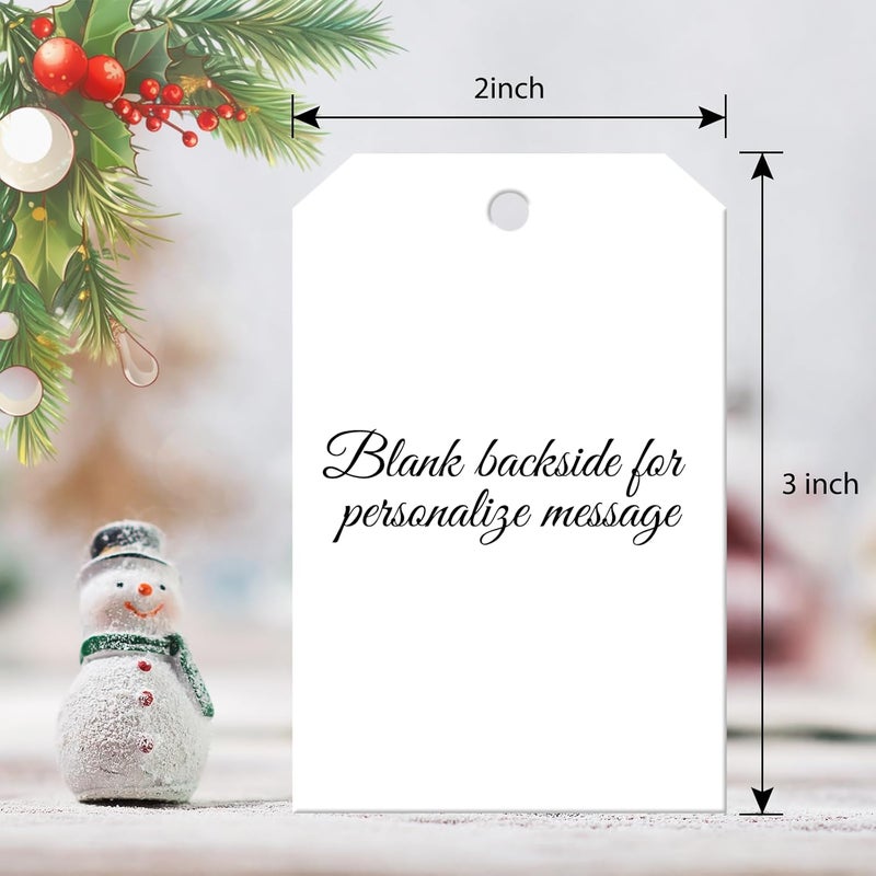 TAMUTO Christmas Gift Tags, 48 Thick Matte Cardstock Labels with String for Personalizing Your Holiday Presents, Spread Joy and Holiday Cheer with These Festive Christmas Name Tags - Image 5